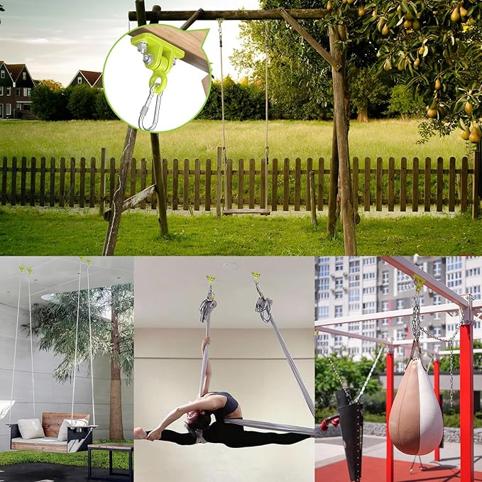 Highpro Swing Hangers for Wooden Sets Pack of 4 Heavy Duty Swingset Hardware with Locking Hooks for Porch, Patio, Playground Indoor/Outdoor, Silver