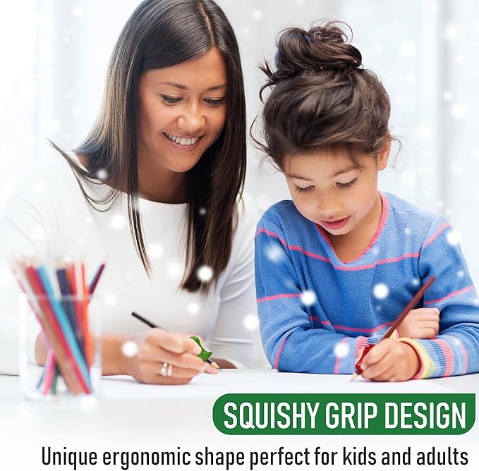 The Pencil Grip Glitter Pencil Grippers 6 Pcs, Pencil Grips for Kids Handwriting, Ergonomic Pen Grip for Righties & Lefties, Pencil Holder for Kids, Toddlers, Adults, Writing Tool with Finger Cushion