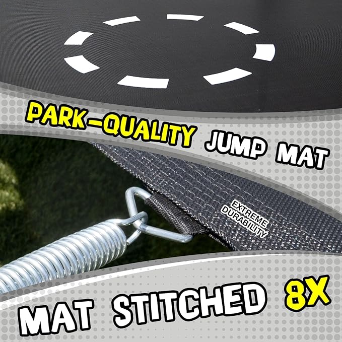 Outdoor Kids Trampoline with Heavy Duty Galvanized Rust Resistent Steel Frame: Safety Enclosure Net and Foam Pad, Meets ASTM Safety Standard