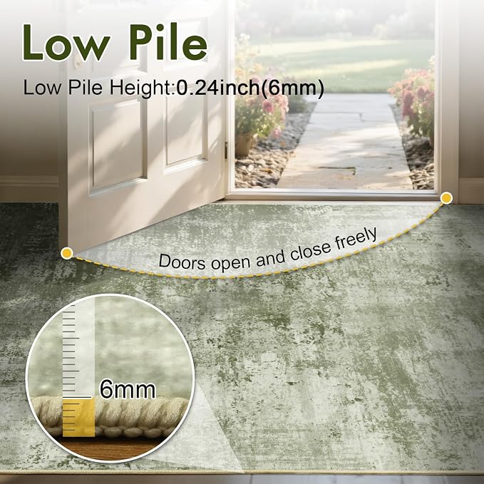 9x12 Ft Extra Large Washable Area Rugs for Living Room, Soft Non-Slip Modern Abstract Pattern Carpet for Bedroom Indoor Floor Nursery Home Decor (Green)