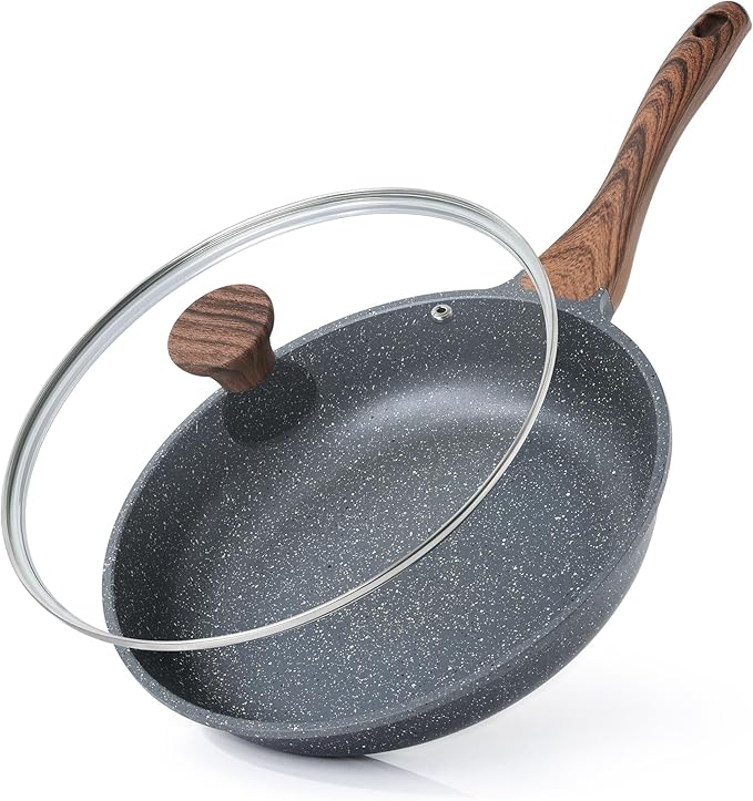 SENSARTE Nonstick Frying Pan Skillet with Lid, Omelet Pan with Cover, Healthy Egg Pan Chef's Pan, Kitchen Cooking Pan, PFOA Free (8inch + Glass Lid) | Omelette Pan with Cover, Healthy Egg Pan Skillet Kitchen Cooking Pan, PFOA/PFOS Free
