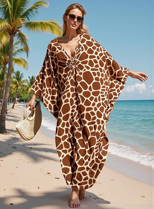 Mumu Dresses for Women Plus Size, Bohemian Kaftan Beach Cover Up Long Maxi Nightgown Soft Loungewear