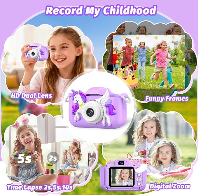Kids Camera Toy, masterbee Children Camera Toys for Kid Age 3-12, Christmas/Birthday Gifts for Girls, 1080P HD Video Kids Digital Camera, Gift for 3 4 5 6 7 8 9 10 11 12 Year Old Girl