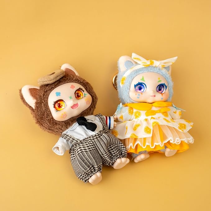 CALEMBOU Plush Doll Clothes, Cute Couple Dress Set Doll Clothes for 10cm Kimmon Mimon, Kawaii 6.7 Inches Doll Accessories Toys Gifts for Girls(Only Clothes) (Girl)