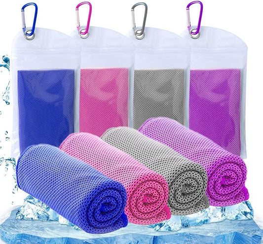 4 Packs Cooling Towels for Neck and Face(40"x 12"), Cold Towels for Hot Weather, Face Towel, Lightweight Soft Breathable Towels for Yoga, Sport, Workout, Running, Gym, Camping, Fitness