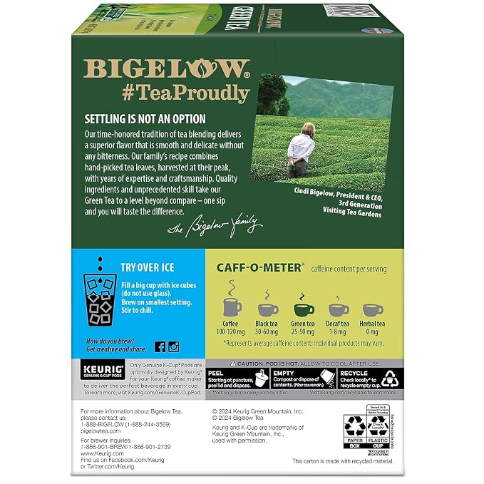 Bigelow Green Tea Keurig Single-Serve K-Cup Pods, (Pack of 24)