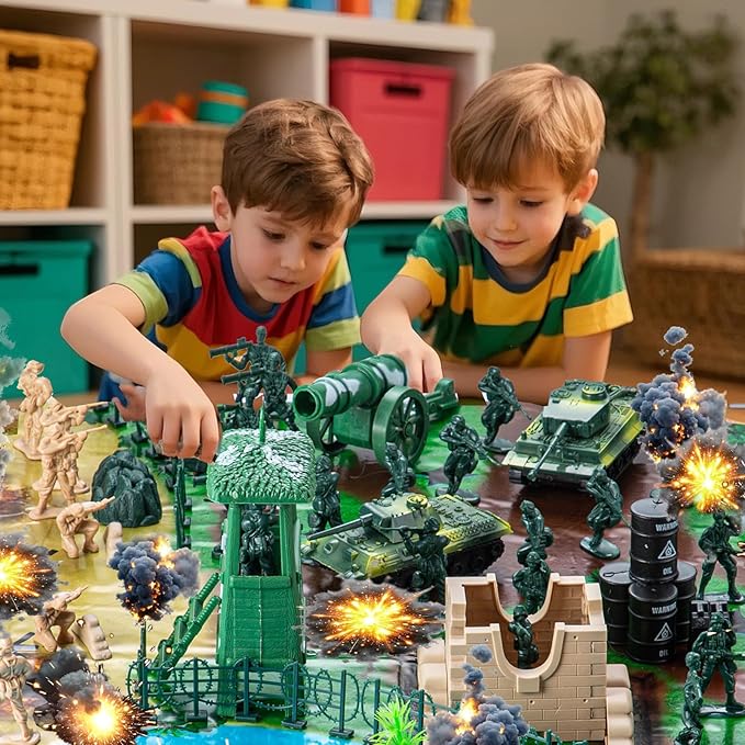 Army Soldier Combat Toy Set – 110-Piece Military Action Figure Playset with Realistic Vehicles (Tank, Helicopter, Fighter Plane) for Kids Ages 3+ – Boys and Girls