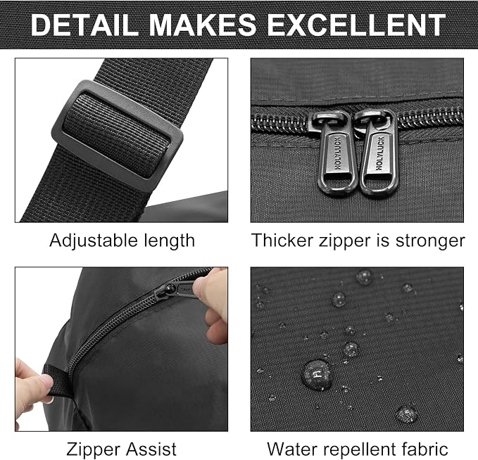 HOLYLUCK Foldable Travel Duffel Bag For Women & Men Luggage Great for Gym - large black