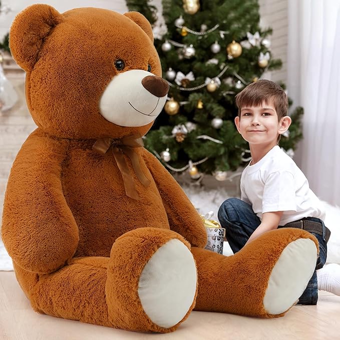 MorisMos Giant Teddy Bear Stuffed Animal 4 Ft,51'' Big Brown Teddy Bear for Girlfriend Boyfriend Wife Mom Fiancée Valentine's Gift,Large Stuffed Bear Plush for Christmas Birthday Baby Shower,Brown