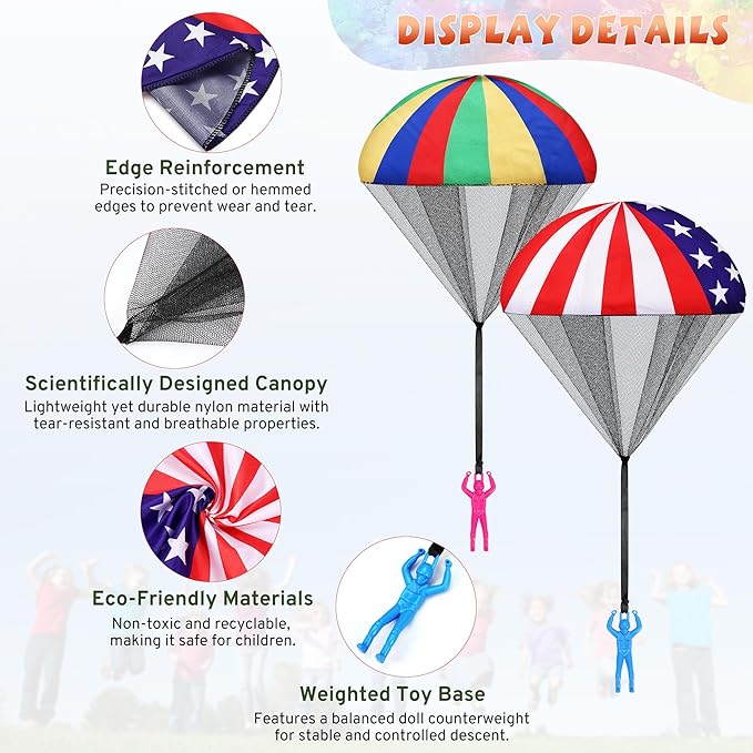 Parachute Toy for Kids, Outdoor Toys Flying Parachute Men, Inside & Outside Toys for or 3 4 5 6 7 8 9 10 11 12 Year Old, Christmas Stocking Stuffers for Kids Idea 2025 Unique Boys Party Favors