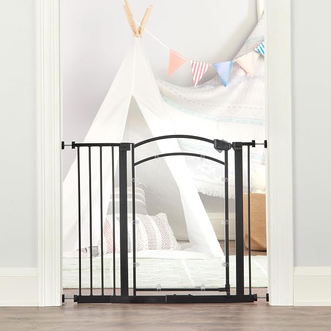 Regalo Safety 29.5–37” Clear Walk Through Baby Gate for Doorways & Bottom of Stairs, Pressure Mounted Baby Gate with Door for Toddlers & Pets, Tested & Trusted, American Designed, Family Owned