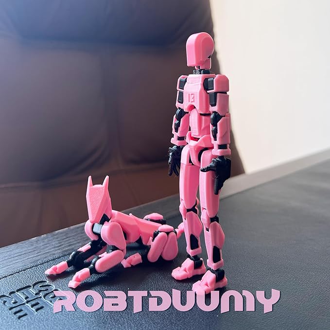 T13 Action Figure Set (Assembly Completed),Titan 13 Action Figures,Dummy 13,3D Printed Toys Multi-Jointed Movable (Pink Black)