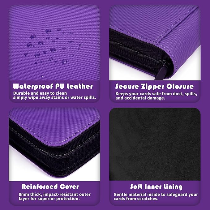 Premium 1000+ Pockets Trading Card Binder, 16-Pocket Ringless Side-Loading Album for TCG, MTG, Lorcana, Sports & Standard-Size Cards