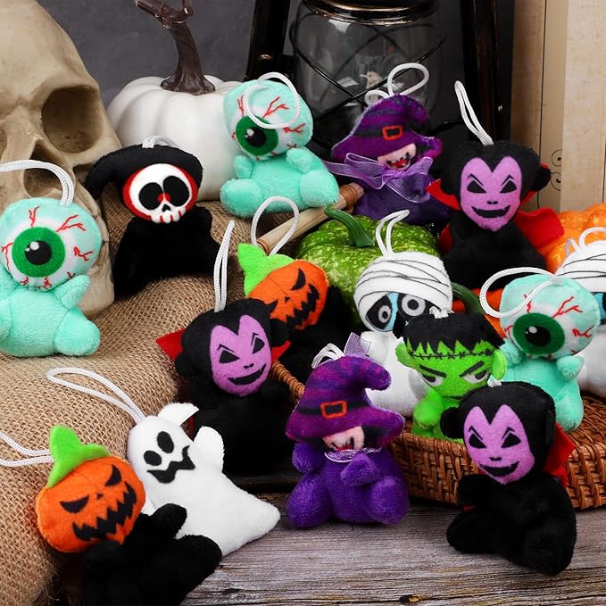 Fovths 24 Mini Characters Toy - 2.4 Inch Plush for Halloween Goodie Bag Party Favors Trick or Treat Gift