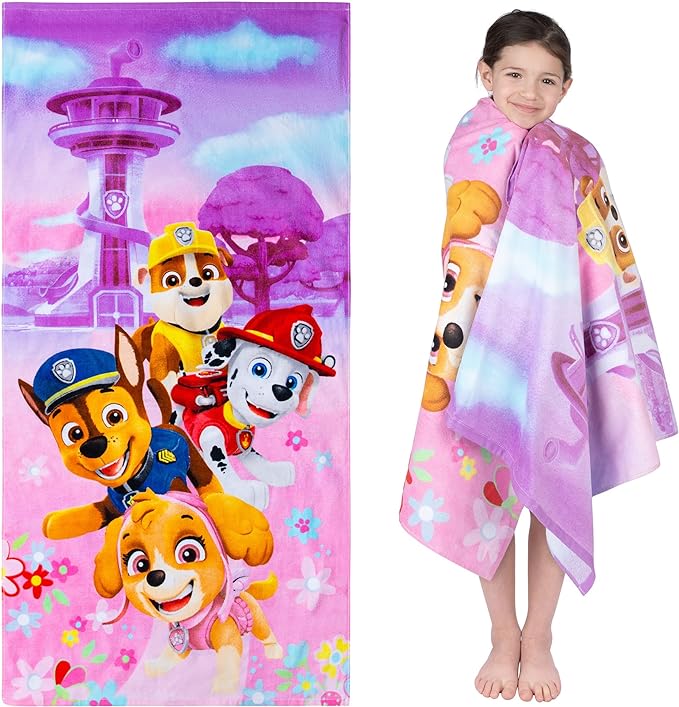 Franco Kids Super Soft Cotton Bath/Pool/Beach Towel, 58 in x 28 in, Paw Patrol Girls