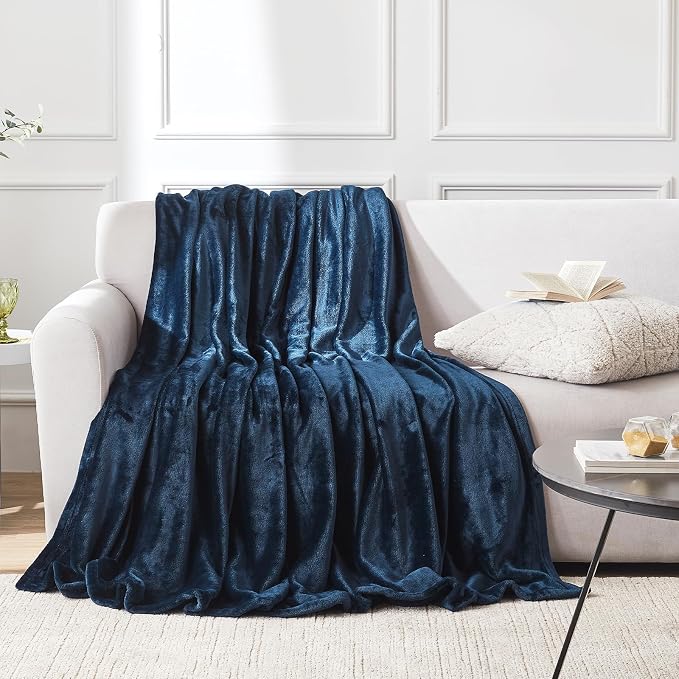 Hansleep Queen Navy Blue Fleece Blanket, Soft Flannel Bed Blanket | Fuzzy Cozy Blanket 90x90 Inches, Multi-use for Bed, Sofa, Couch, Travel, Camping, All Season Warm Lightweight Cover