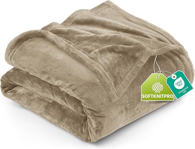 Utopia Bedding Ultra Soft Fleece Bed Blanket Queen Size Camel (90x90 Inch) | Microfiber Plush Warm Lightweight Breathable Cozy Blanket Anti-Static, All Season Use, Gift for Women and Men