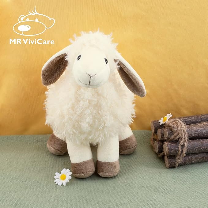 8.5" White/Cream Sheep Stuffed Animals for Boys and Girls,Soft and Adorable Lamb Plush Toys for Newborn Babies,Great Gifts on Birthday,Christmas,Baby Shower,Easter,Machine Washable