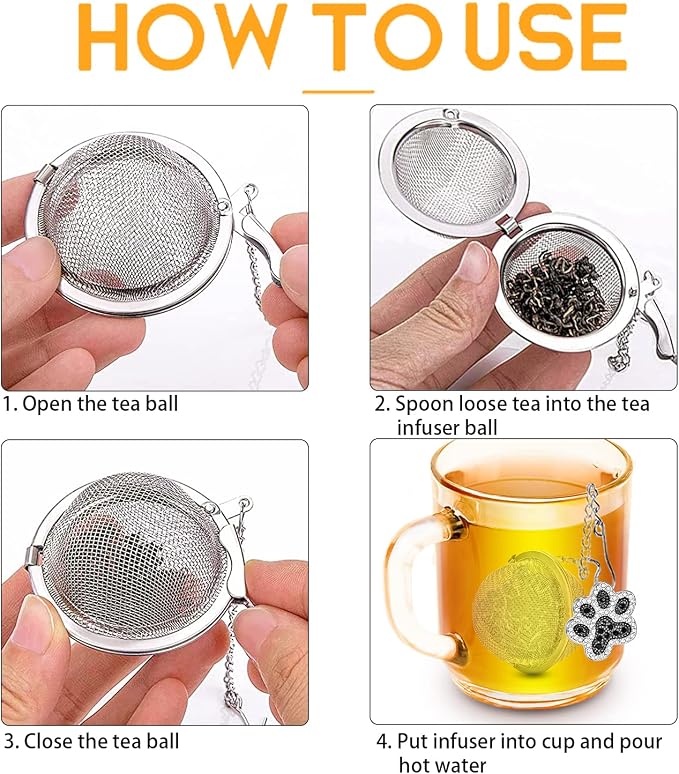 NSTaygate Loose Tea Steeper 2pcs Tea Ball Cute Tea Infuser Tea Diffusers for Loose Tea Black and White Diamond Dog Paw Pendant Tea Leaf Strainer for Loose Tea Gifts for Girls Women Couple