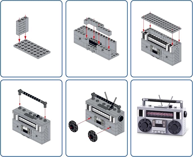 MAX Premium Retro Building Bricks Collection (Cassette Radio) by ZURU, Building Bricks for Teens, Adults and Collectors. Build, Collect and Display Your Ultimate Collection of Retro Technology!