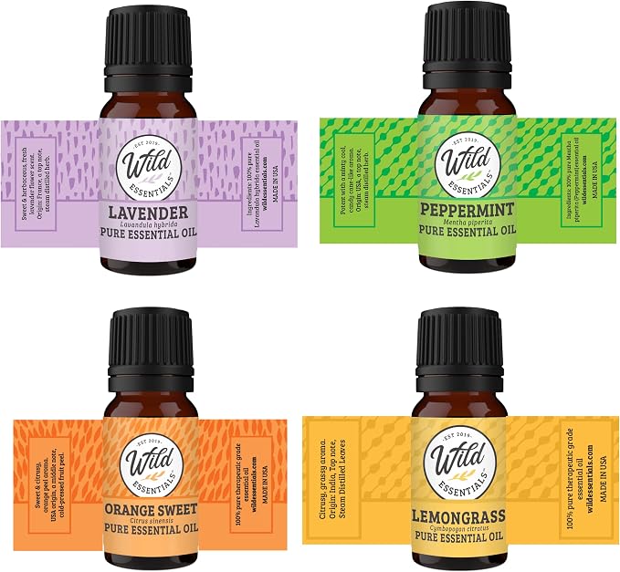 Wild Essentials Pretty Kitty Cat Necklace Essential Oil Diffuser Kit, Lavender, Lemongrass, Peppermint, Orange Oils, 12 Refill Pads, Calming Aromatherapy Gift Set, Customizable Color Changing, Perfume