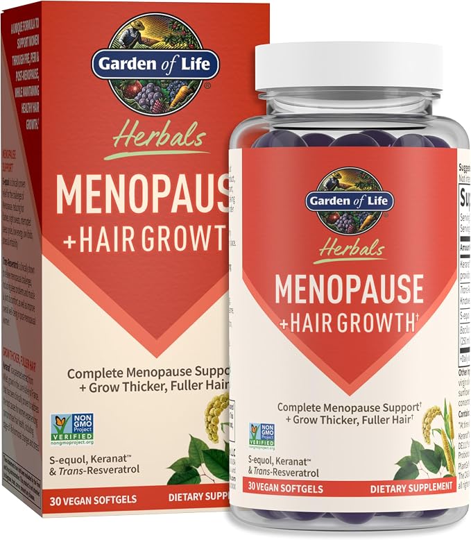 Garden of Life Herbals, Menopause + Hair Growth, Berry, 30 Vegan Softgels