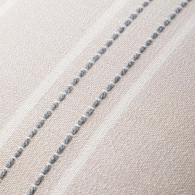 Hckot Grey Decorative Throw Pillow Covers 22x22 Set of 2 Boho Pillow Covers | Striped Farmhouse Pillows Textured Linen Square Cushion Covers for Sofa Couch Bed Living Room Decor(Light Grey)