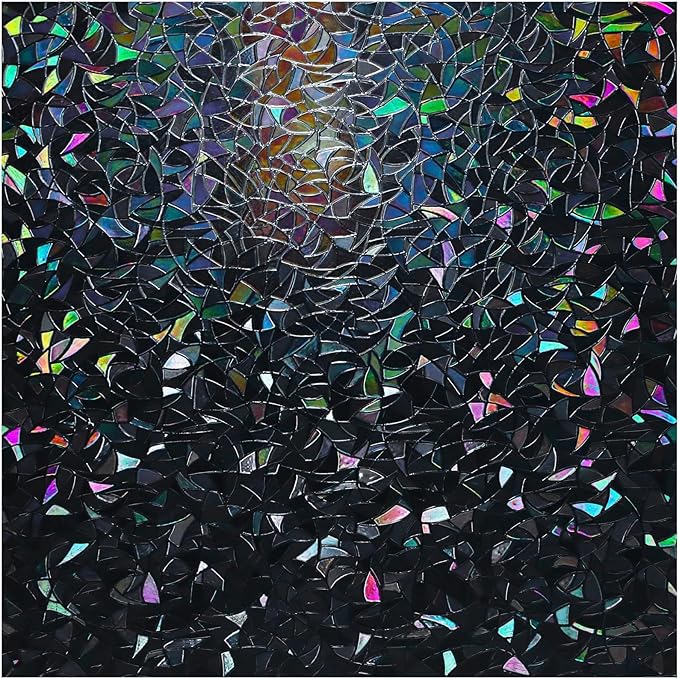 rabbitgoo Rainbow Window Privacy Film, Stained Cling, Black, 23.6" x 118.1" | Decorative Static Sticker, Non-Adhesive Reusable Window Tint, Heat Control UV Blocking Coverings for Home Doors, Living Room