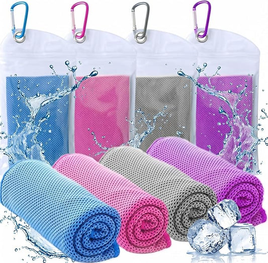 4 Packs Cooling Towels for Neck and Face(40"x 12"), Cool Sweat Towels for Hot Weather, Cooling Towels for Athletes, Lightweight Soft Breathable Towels for Yoga, Sport, Workout, Running, Gym, Camping