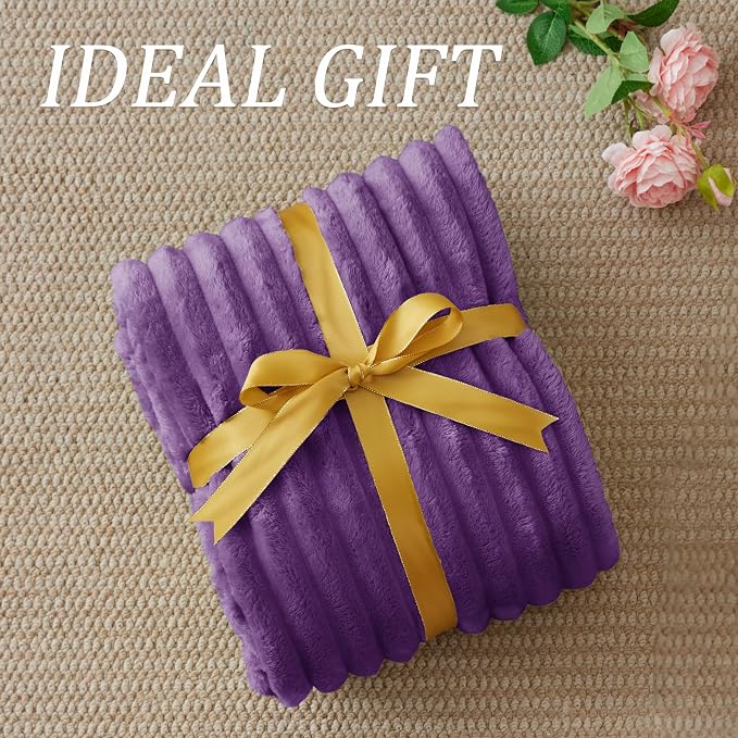 BEDELITE Ribbed Twin Blanket for Couch & Bed, Purple, 60"x80" | Ultra-Soft Plush Fleece, Cozy, Warm Yet Lightweight, Ribbed Texture, Home Decor, Machine Washable, Giftable, All-Season Use