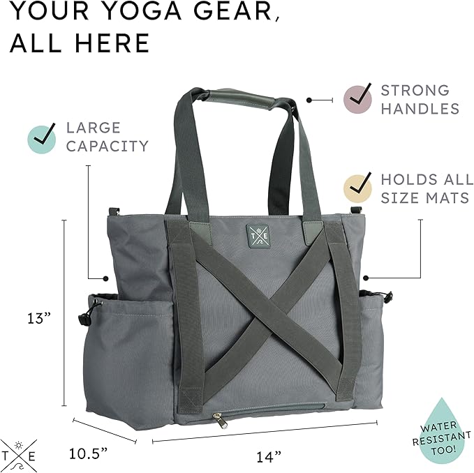 Yoga Mat Bag 4-in-1 Backpack, Tote Bag, Cross Body, Shoulder Bag – Water-Resistant, Durable, with Pockets, fits Thick & XL Mats – Carrier for Women & Men Ideal for Gym, Pilates, and Travel