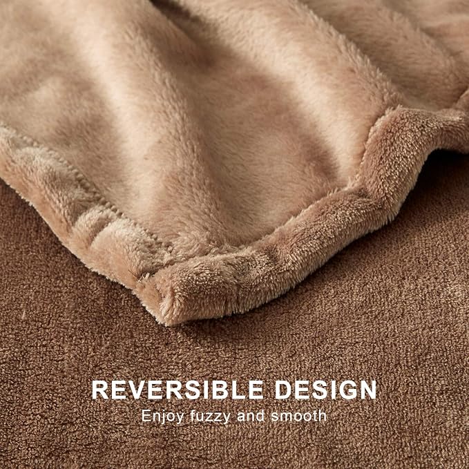 Hansleep Queen Camel Fleece Blanket, Soft Flannel Bed Blanket | Fuzzy Cozy Blanket 90x90 Inches, Multi-use for Bed, Sofa, Couch, Travel, Camping, All Season Warm Lightweight Cover