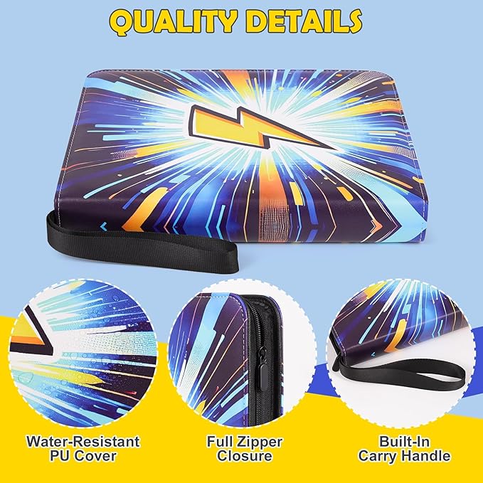 9 Pocket Top-Loading Trading Card Binder, 900 Pockets Card Book Holder with 50 Removable Sleeves, Double-Sided 3-Ring Zip,Waterproof PU Cover with Full Zipper,Card Albums Gifts for Serious Collectors