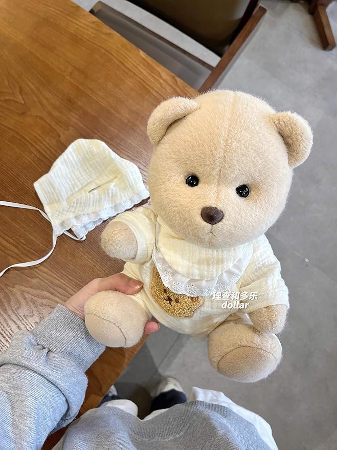 3pc Cute Doll Clothes Set for Bunny and Bumbly Bear,Stuffed Animal Outfits Fits,9-12Inch Teddy Bear Clothes, Clothes only Without Doll.(3pc Includes 1 Doll hat, 1 bib,1 Jumpsuit)