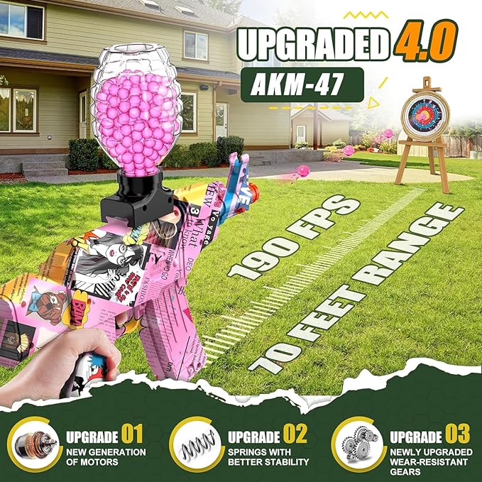 Anstoy Electric Gel Ball Blaster, High-Speed Gelfire Blaster for Orbeez with Eyewear, Splatter Ball Toys for Outdoor Shooting Game Party Gift Ages 14 & Up, Girl