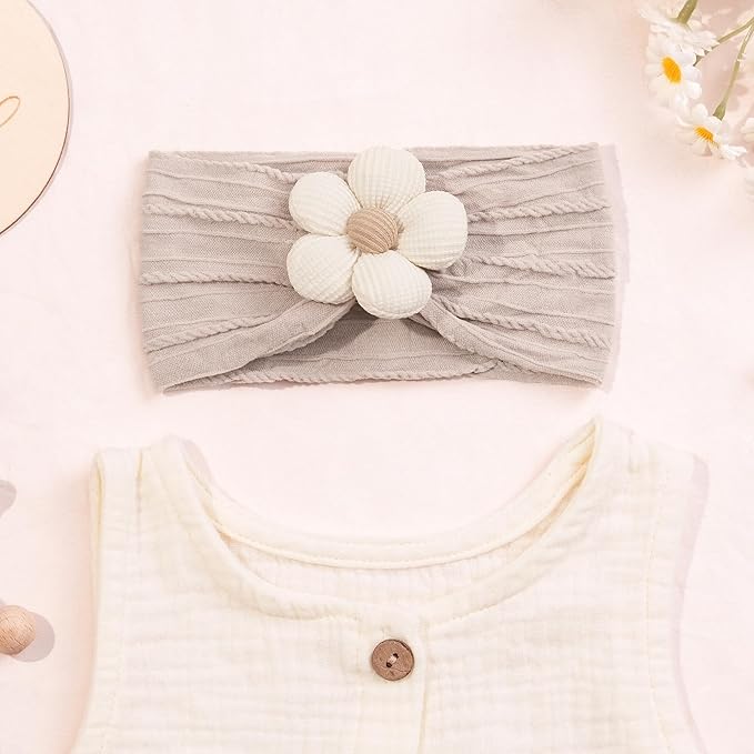 CÉLLOT Baby Flower Headbands Baby Girls Nylon Headbands Baby Essentials Stretchy Hairbands Handmade Hair Accessories for Newborn Infant Toddlers Kids (Pink,Khaki Gray,Dusty Pink)