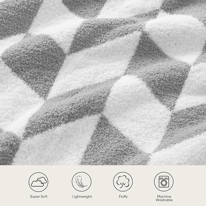 Snuggle Sac Chevron Throw Blanket for Couch, Reversible Super Soft Warm Blankets Cozy Knit Fuzzy Plush Lightweight Throws for Sofa, Bed, Camping,Grey,50x60 inches