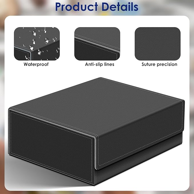 Homthy 1800+ Card Deck Case for Trading Cards, Leather Magnetic Closure Commander Card Storage Box Magic Card Protectors Fit for MTG TCG and Sport Cards