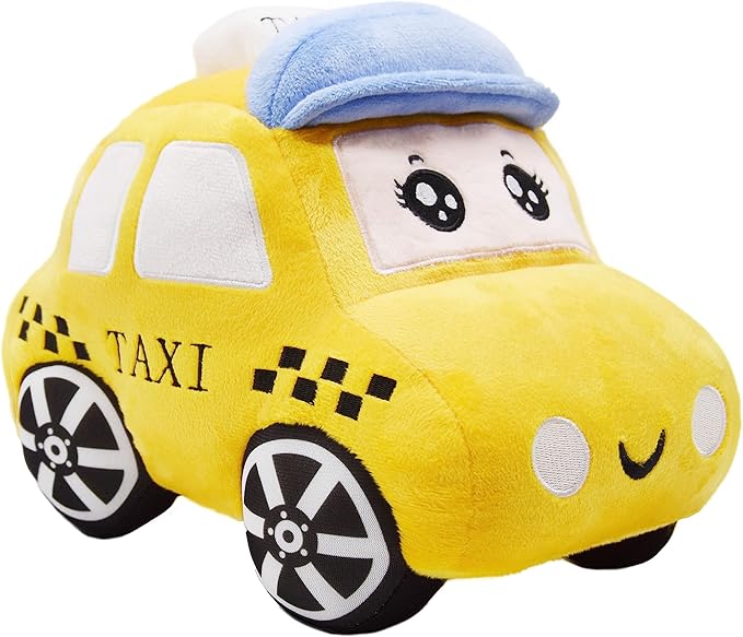 Soft Plush Taxi Stuffed Car Toy Super Cute Yellow Truck Plushie Excellent Gifts for Kids or Birthday Party 10.6 Inches (Taxi)