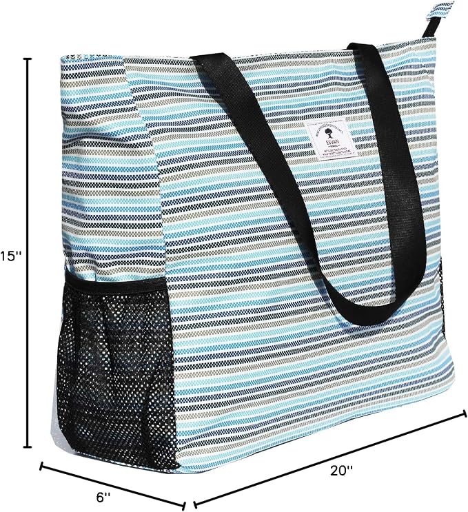 ESVAN LARGE BEACH BAG Water Resistant Lightweight 20 inch Women Oversize Tote Bag for Gym Beach Travel Pool Yoga Nurse
