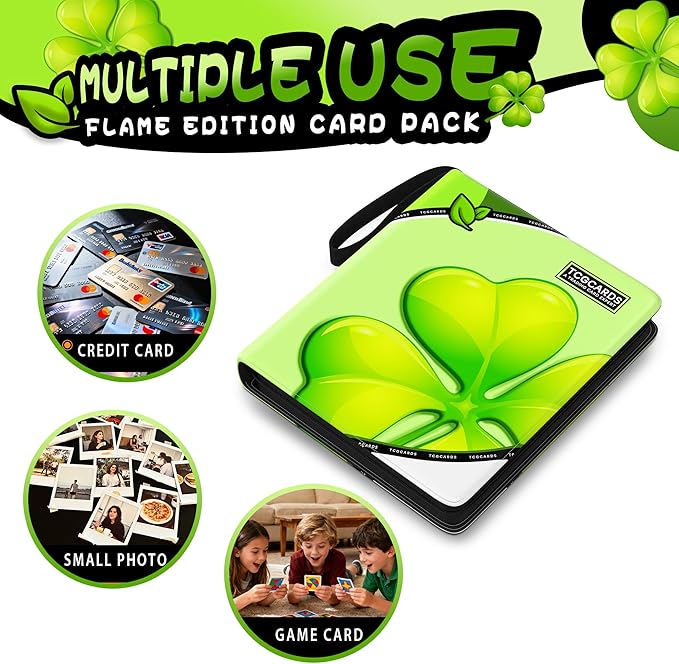 Trading Card Binder 4 Pocket,400 Pocket Card Collection Binder with 50 Removable Sleeves,PU Waterproof Top Card Book,3-Ring Zipper Collectible Trading Card Album for MTG/TCG/Card Holder Gift（(Leaf）