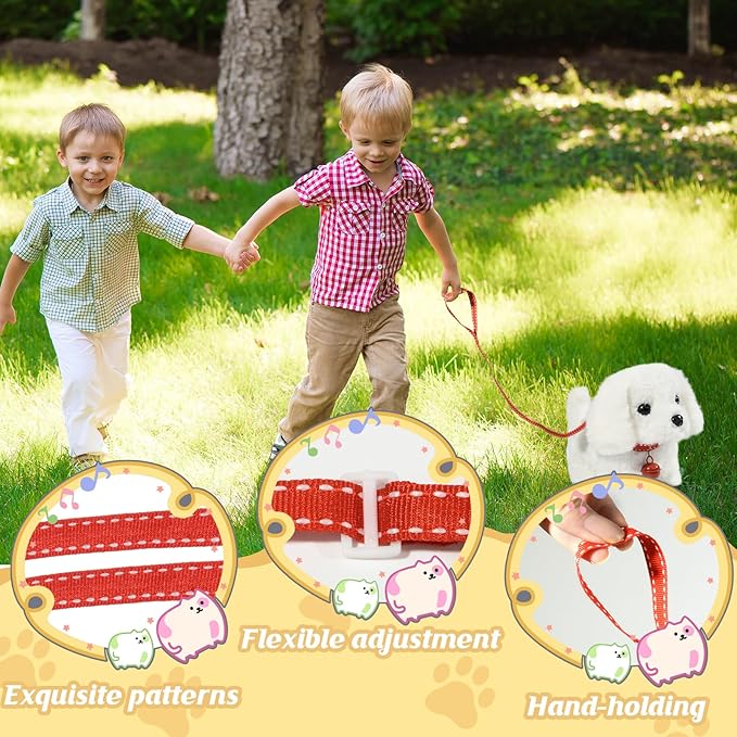 Plush Toys Walking Dog Toys That Can Walk, Bark and Wag Tail,Interactive Electronic Pet Toys Puppy with Leash,Easter Christmas Birthday Gift for Toddlers Kids