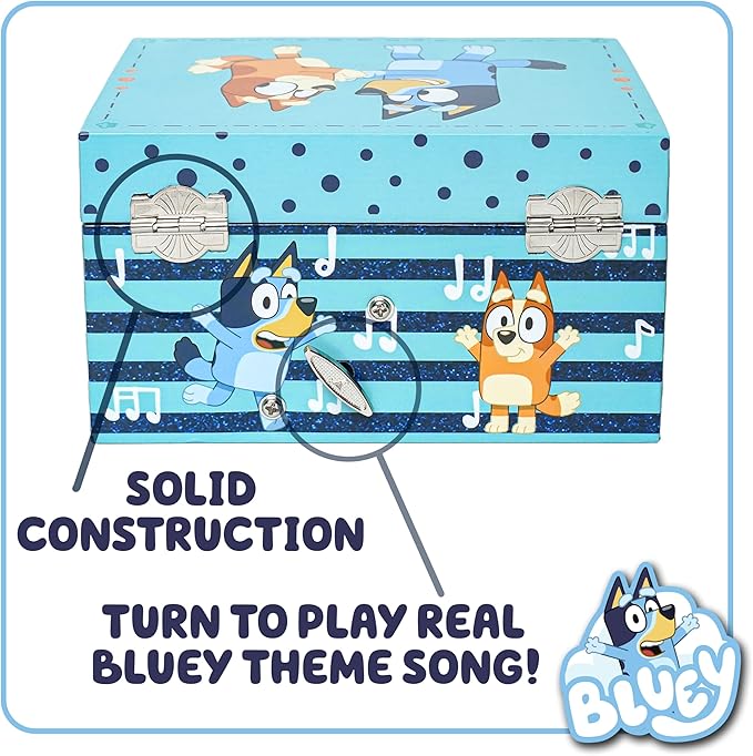 Bluey Jewelry Box for Girls - Musical Jewelry Box with Spinning Figurine, Bluey Toys for Kids Ages 3-5 - Plays Bluey Theme Song - 6 x 4.7 x 3.5 in