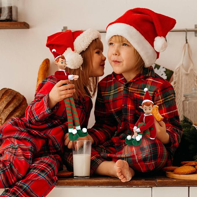 The Original Elf 12" Plush Christmas Elf Doll – Poseable Shelf Sitter with Dangling Legs – Perfect for Christmas Decorations, Toy Elf for Kids, Mini Elf Christmas Elves, and Elf Tree Topper