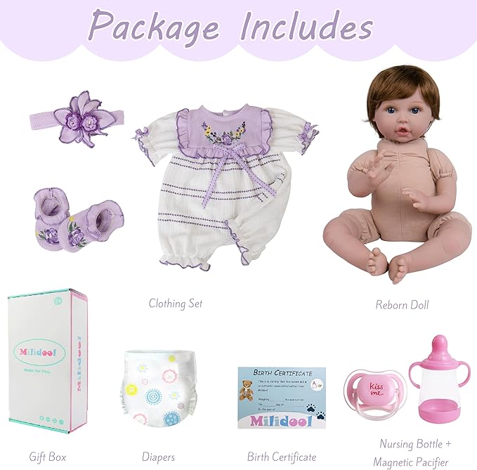 Milidool Lifelike Reborn Baby Dolls - 22 Inch Realistic Reborn Baby Dolls, Life Like Baby Dolls That Look Real,Handmade Real Looking Girl Alive Real Life Baby Doll