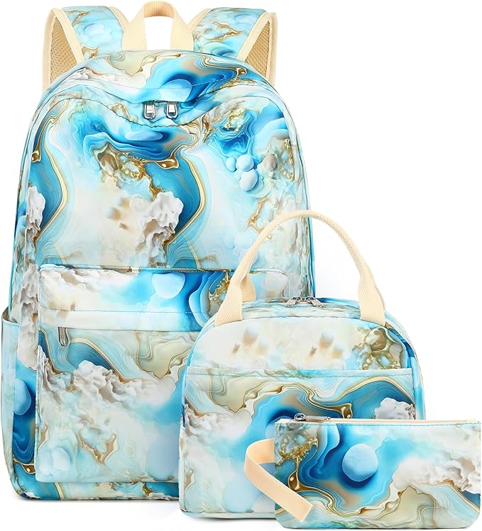 Bluboon Teen Girls School Backpack Kids Bookbag Set with Lunch Box Pencil Case Travel Laptop Backpack Casual Daypacks