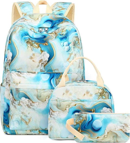 Bluboon Teen Girls School Backpack Kids Bookbag Set with Lunch Box Pencil Case Travel Laptop Backpack Casual Daypacks
