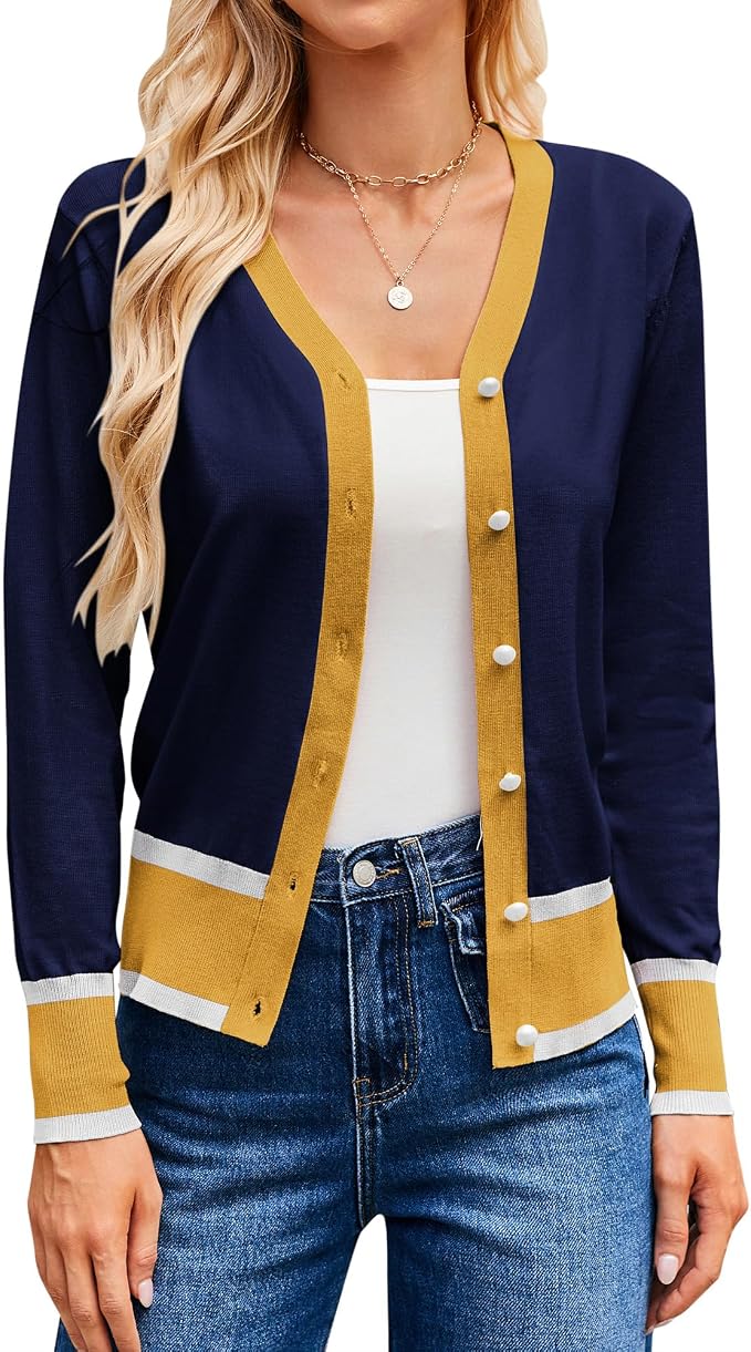GRACE KARIN Cardigan Sweaters for Women Lightweight Long Sleeve Cropped Cardigan Summer Fall Fashion Clothing Outfits Shrug