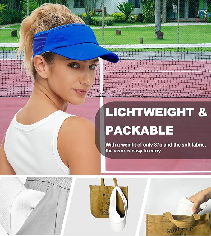 Sun Visor Hats Lightweight Stretchy for Running Tennis Golf | Portable,Mesh breathable,Quick-dry,Cooling Visor Hat,Stretch Fit,For Outdoor Sport Pickleball,Beach Volleyball