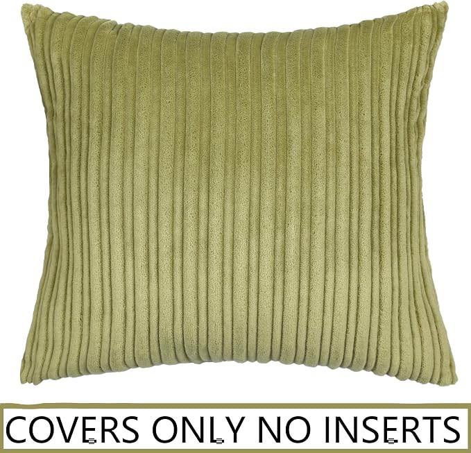 UGASA Decor Soft Solid Velvet Toss Throw Pillow Cover Fashion Striped Decorative Pillow Case Handmade Cushion Cover for Couch, 20x20 inches, 1 Piece, Green